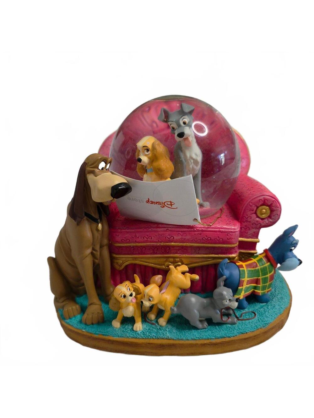 VTG Disney Lady and the Tramp Family Snow Globe Musical figurine w/Original Box